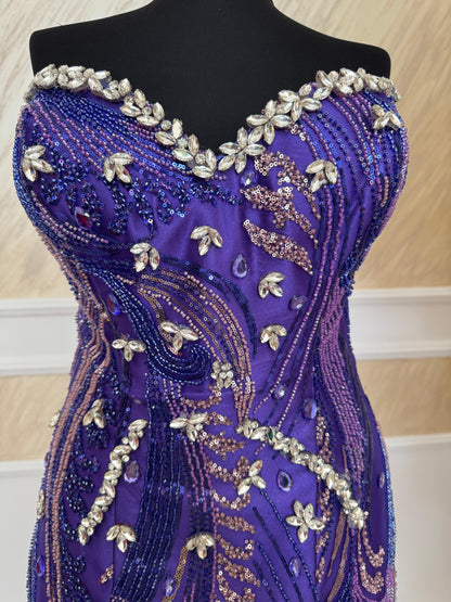 Închiriere Rochie Purple Majesty – Mini Corset cu Pietre