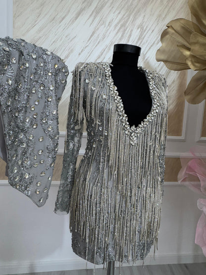 Rochie Silver Icon – Mini Couture cu Franjuri