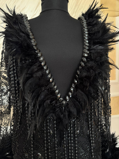 Închiriere rochie Rochie Black Feather Allure – Mini Couture pene naturale