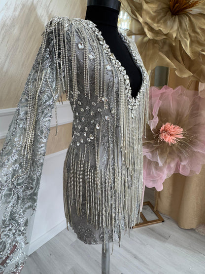 Rochie Silver Icon – Mini Couture cu Franjuri