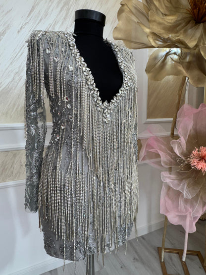 Închiriere Rochie Silver Icon – Mini Couture cu Franjuri